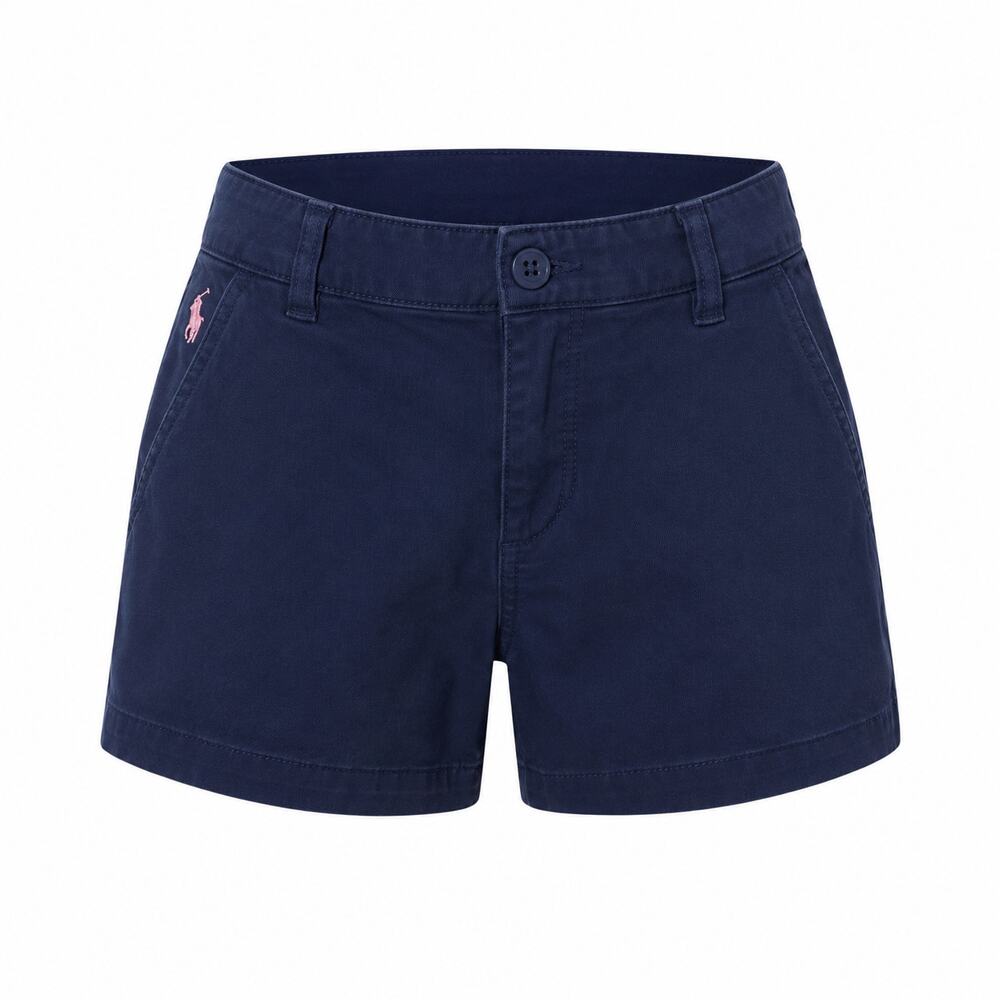 Ralph Lauren Girls Size 6 Navy Blue Shorts Pink Pony Logo Adjustable Waist